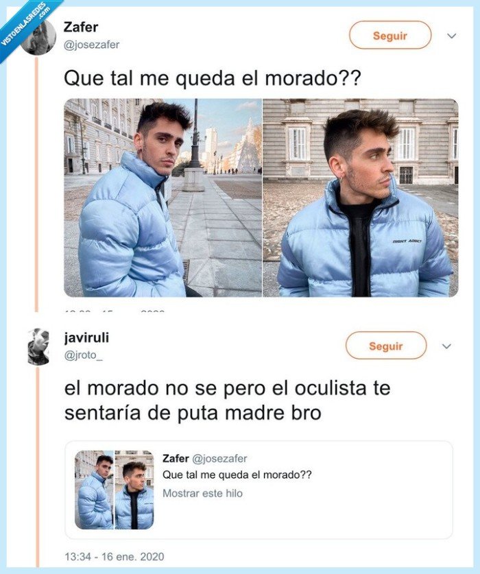 chaqueta,daltonismo,oculista,morado