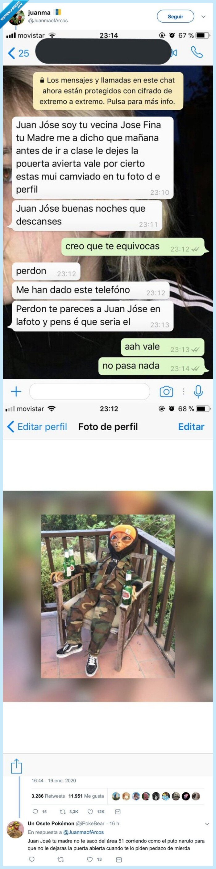 vecina,alien,emporrado,confusion,whatsapp