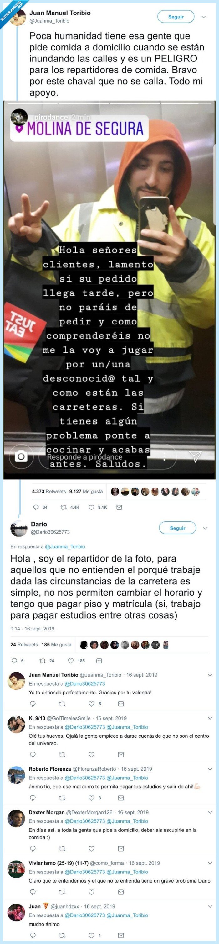 repartidor,justeat,glovo,comida a domicilio,temporal