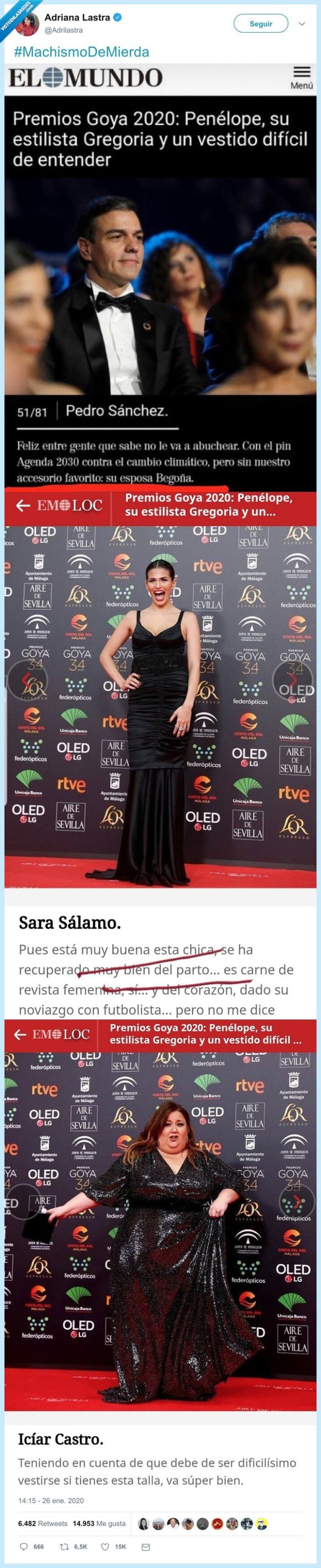 machismo,sara salamo,pedro sanchez,insultos,wtf,premios goya