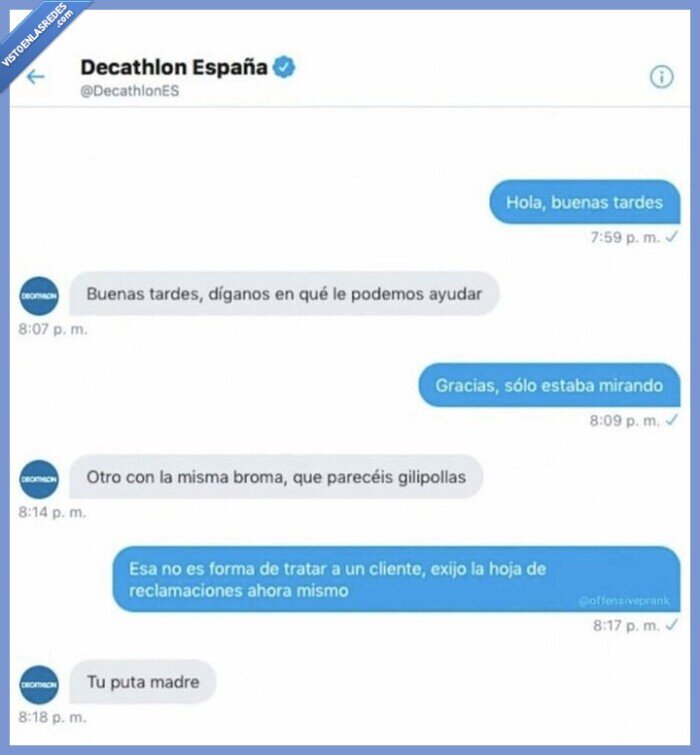 decathlon,enfadado,cabreado,conversación