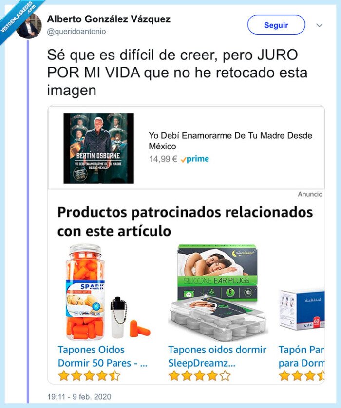 bertin osborne,canciones,tapon,oidos,recomendaciones