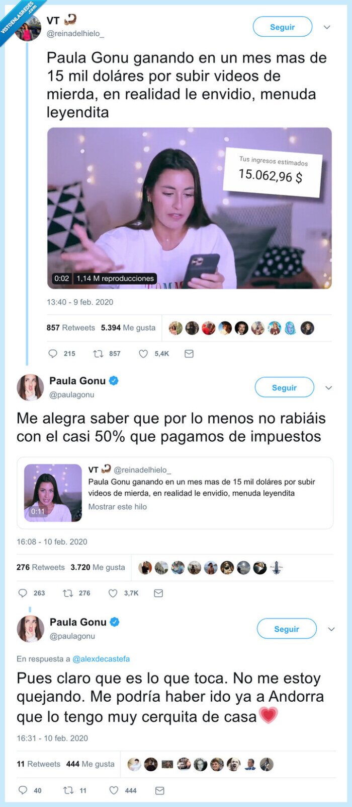 paula gonu,pastizal,dinero,youtube