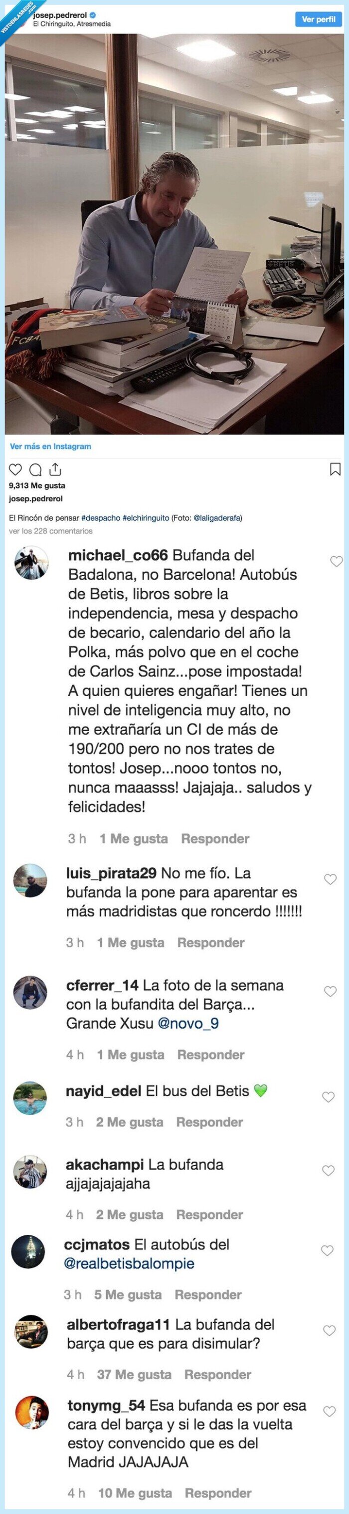 pedrerol,bufanda,barcelona,barça,foto,instagram