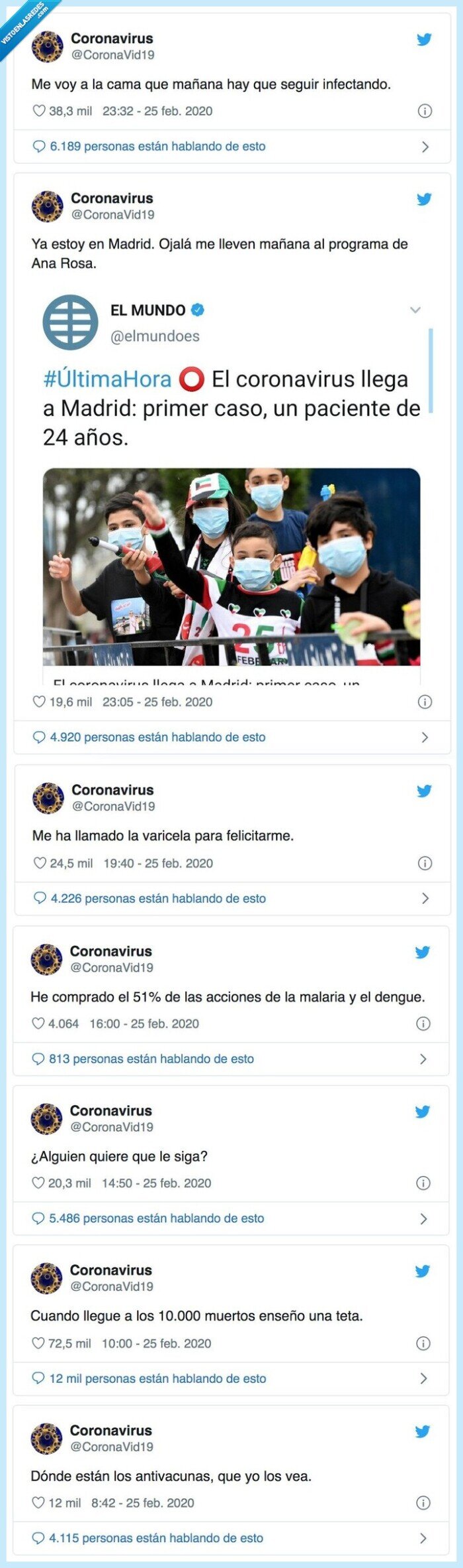 541323 - El coronavirus ya tiene cuenta no oficial en Twitter y es un despoIIe: 