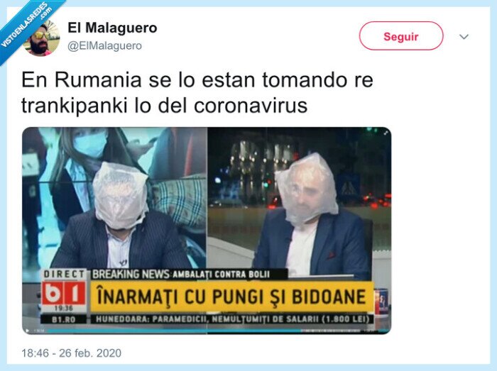 mascarilla,coronavirus,rumania,bolsas de plástico