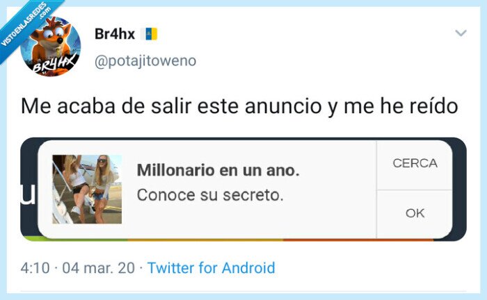 Millonario,anuncio,chiste,traducción,mala traducción,fail