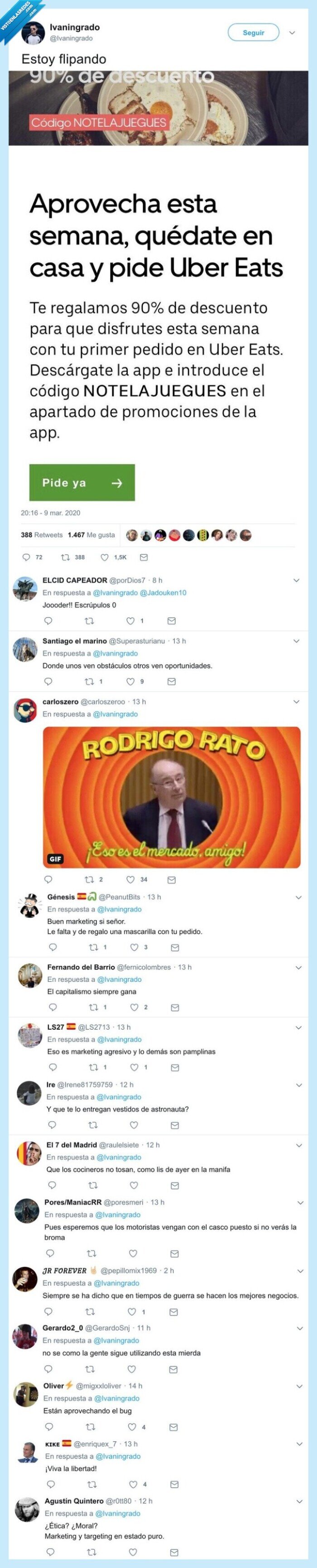 coronavirus,riders,uber eats,no te la juegues