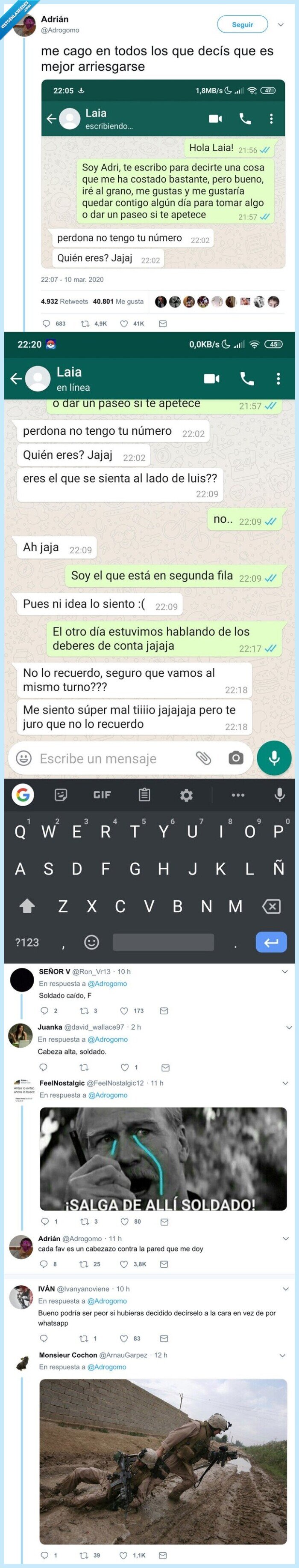 soldado caído,ligar,whatsapp,desconocido