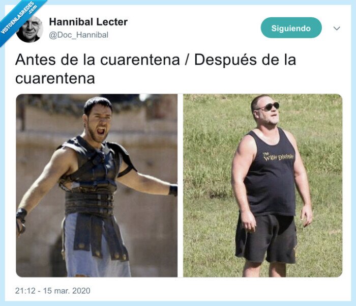 russell crowe,cuarentena,coronavirus,gordo,mazado,engordar