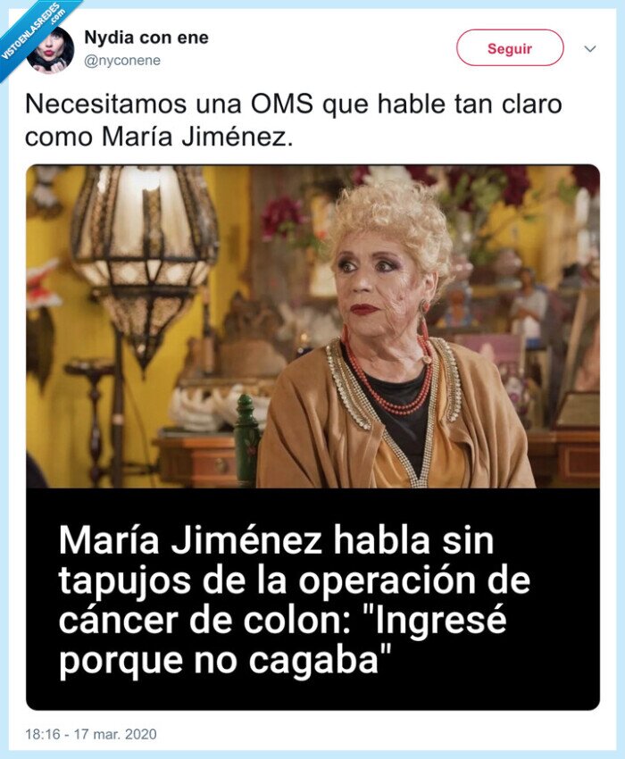 maría jiménez,hablar claro,cáncer de colon
