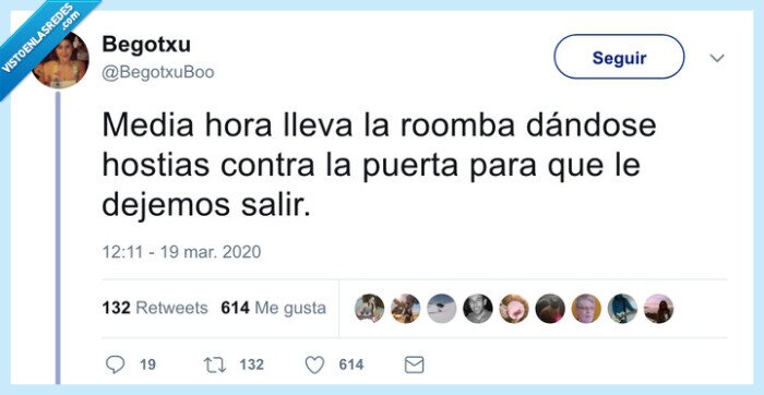 roomba,golpes,puerta,cuarentena,coronavirus