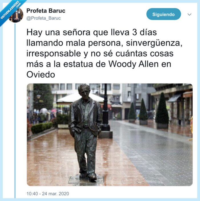 estatua,woody allen,desahogo,coronavirus