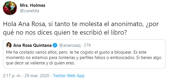 Ana Rosa Quintana,periodista,bulos,coronavirus,españa,política,twitter,zasca