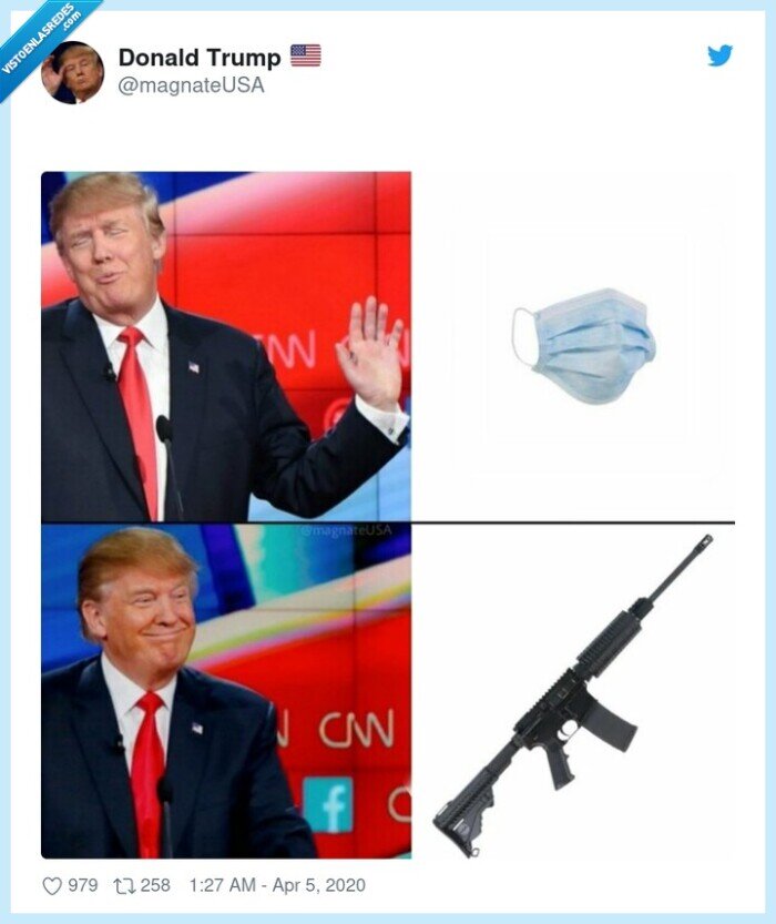 donald trump,arma,pistola,mascarilla