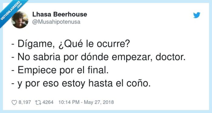 empezar,Dígame,doctor,Empiece,ocurre,sabria