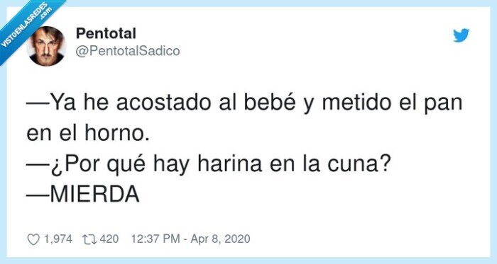 acostado,harina,mierda,bebé,horno