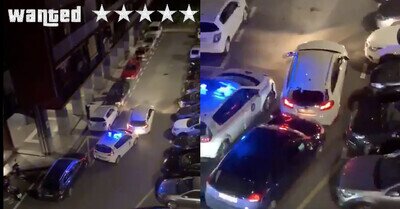 551061 - Un loco empieza a chocar contra todos los coches, hasta los de la policía. La gente está empezando a perder la cabeza muy seriamente
