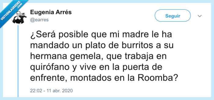 554402 - Twitter se rinde ante esta señora que le envía burritos a su hermana con una roomba