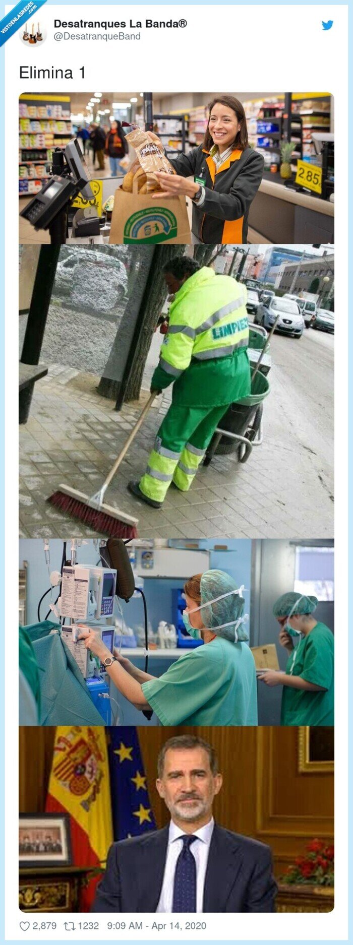 rey de españa,inútil,barrenderos,cajeras,médicos