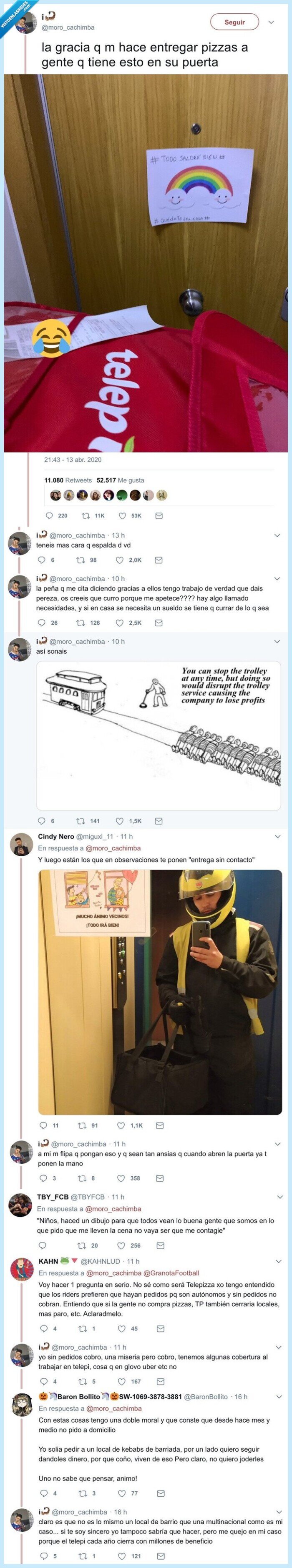 doble moral,telepizza,repartidor,arcoiris,bonito