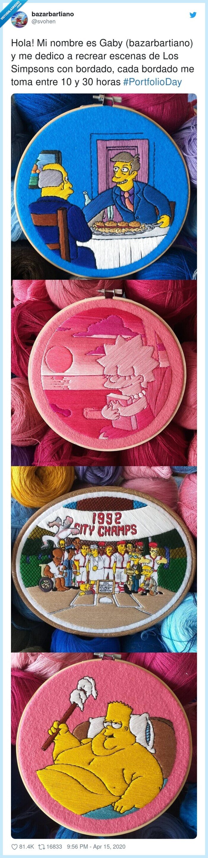 portfolioday,bordado,simpsons,recrear,escenas