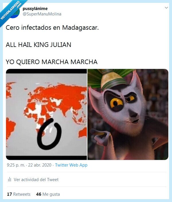 madagascar,rey julián,infectados,coronavirus