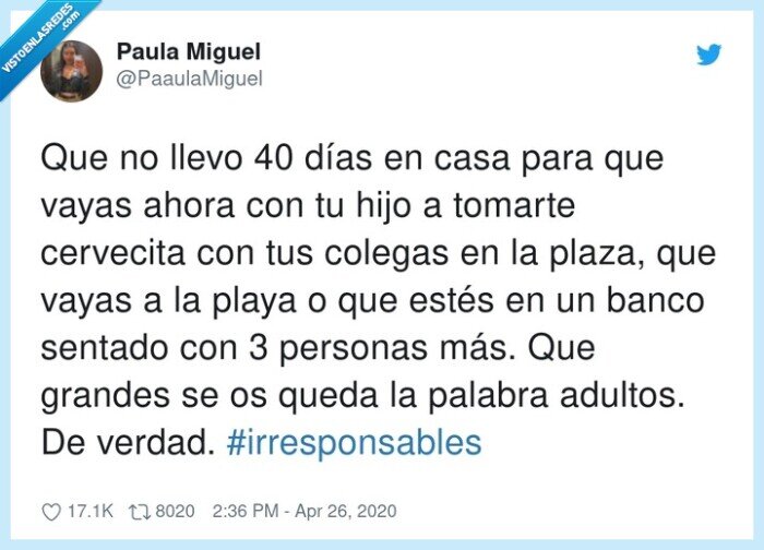 #irresponsables,cervecita,personas,palabra,tomarte,cuarentena,niños,salir,irresponsables