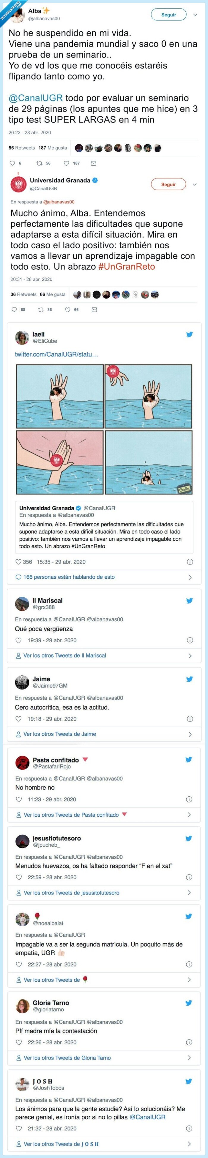 universidad,granada,respuesta,alumna,cuarentena