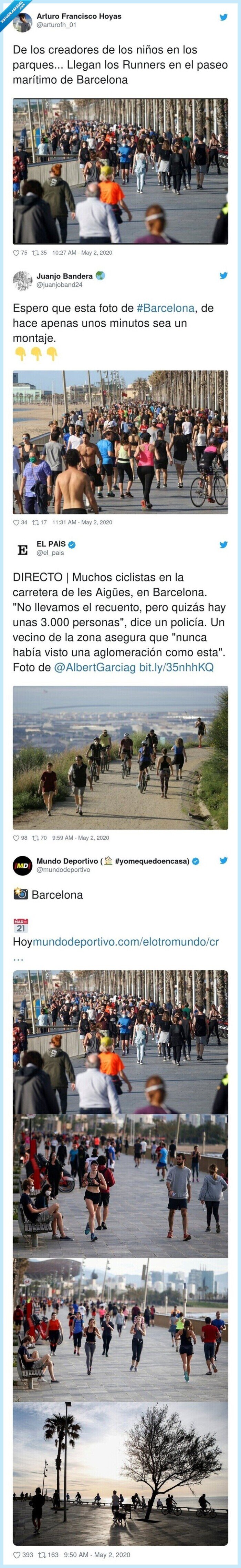 paseo,cuarentena,creadores,barcelona,parques,runners,niños