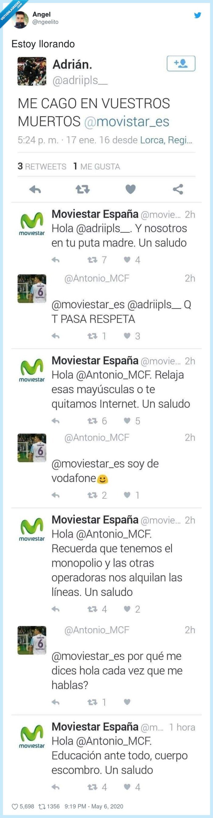 574130 - Las respuestas de esta cuenta parodia de Movistar son brutales, y lo mejor es la gente que se lo cree, por @ngeelito