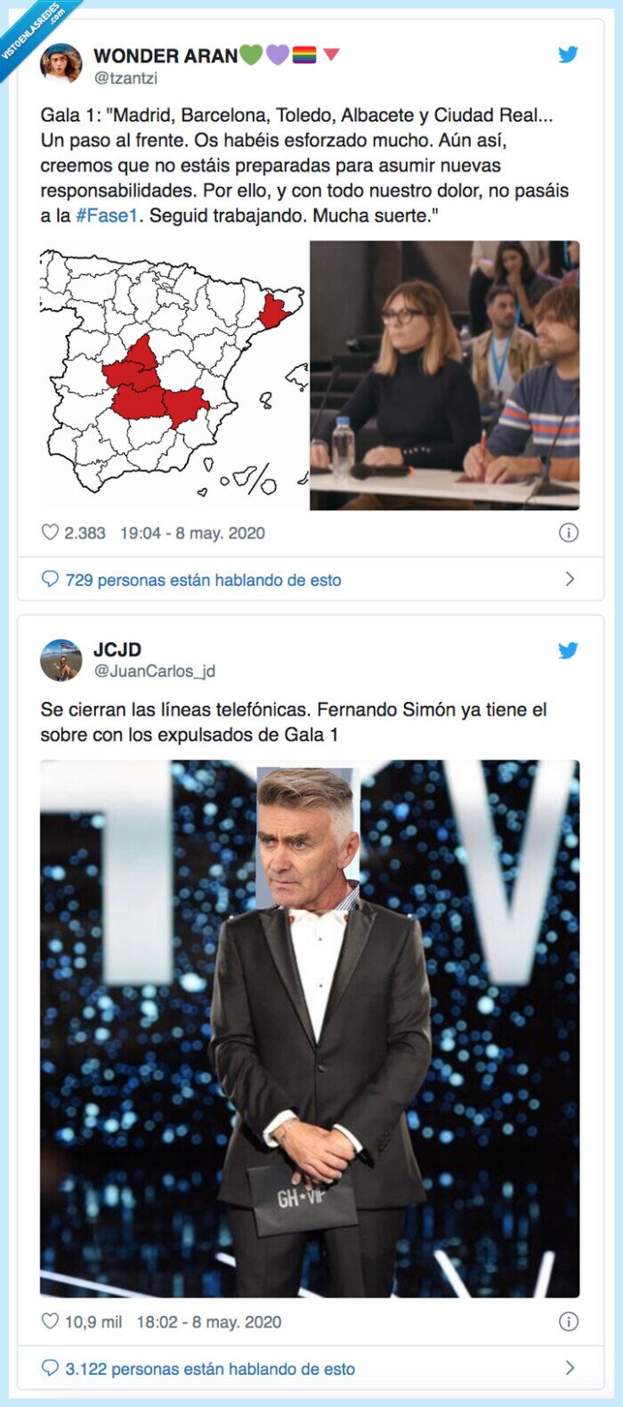 575847 - Recopilatorio: el cambio de fase de desescalada como si fuera una gala en base de memes: