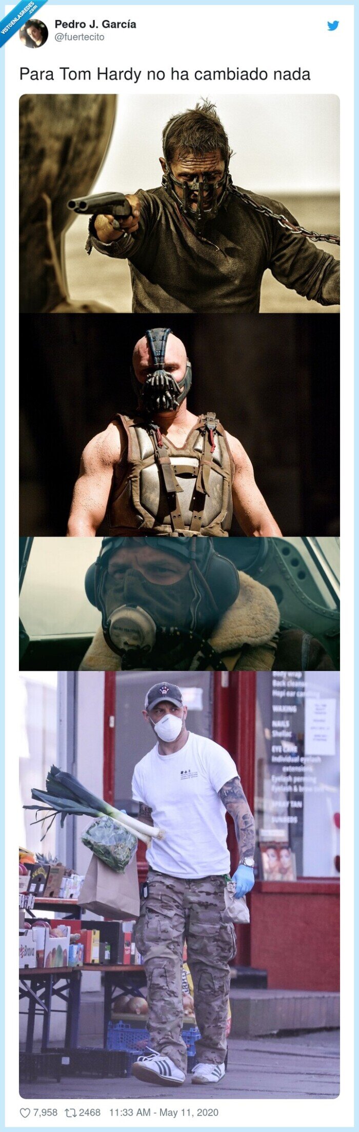 cambiado,tom hardy,para,nada,mascarilla,coronavirus
