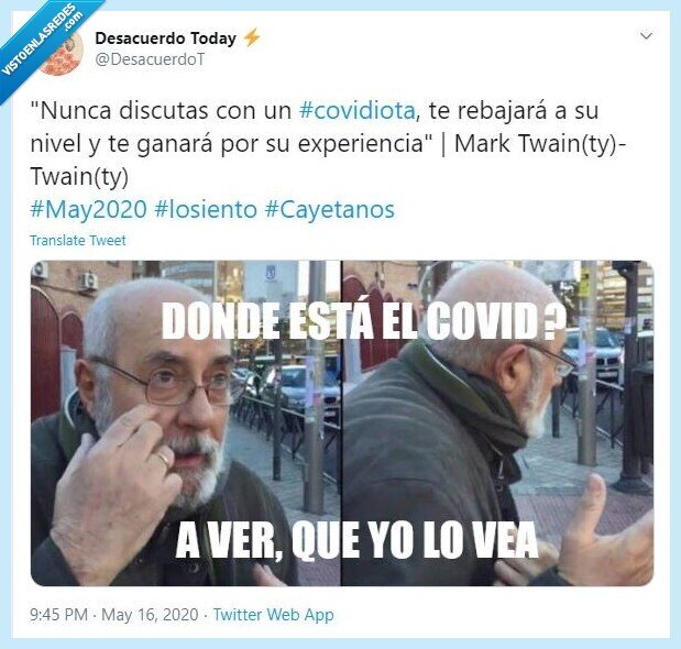 covid19,Cayetanos,Covidiotas,MarkTwain,2020