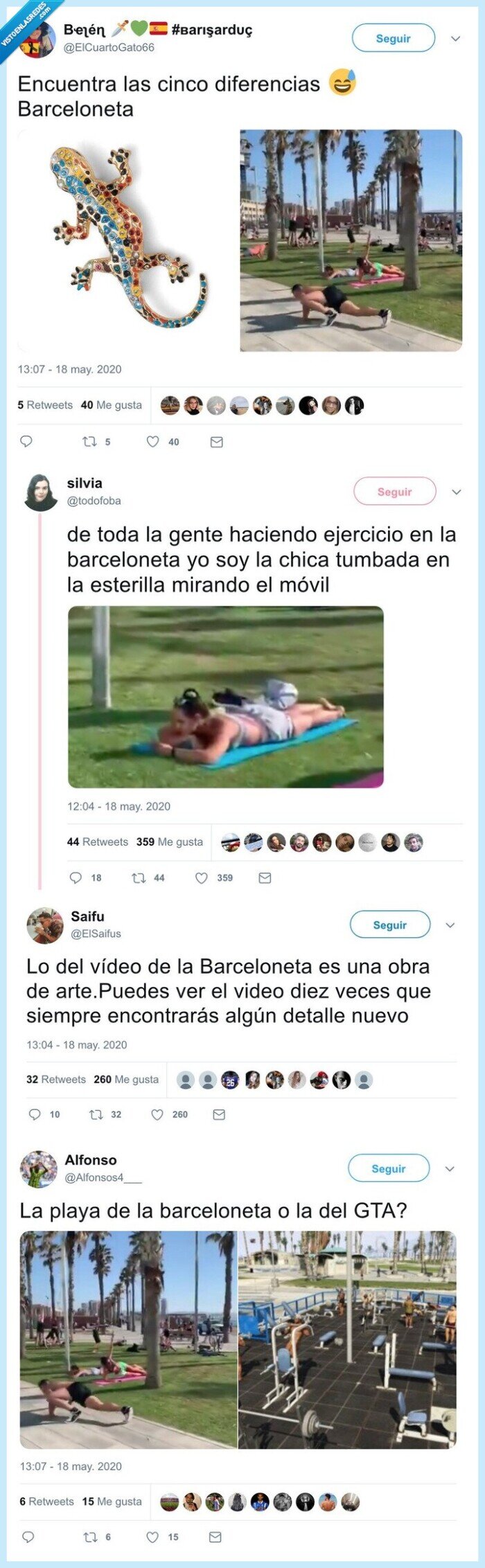 583080 - El video de la gente haciendo deporte en la Barceloneta es lo más extraño que verás en mucho tiempo, y los memes son aún mejores