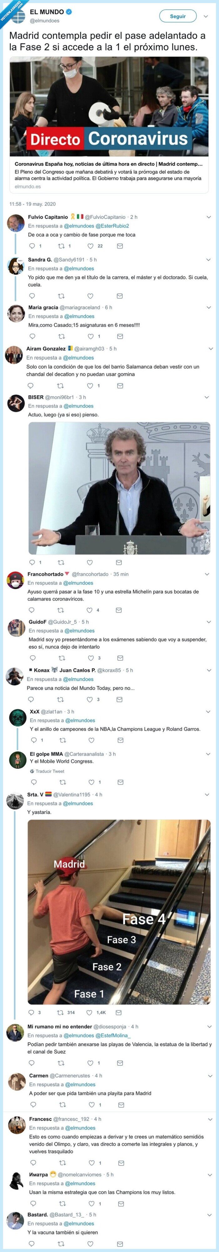 adelantar,fase,próximo,madrid,pasar,coronavirus,pedir