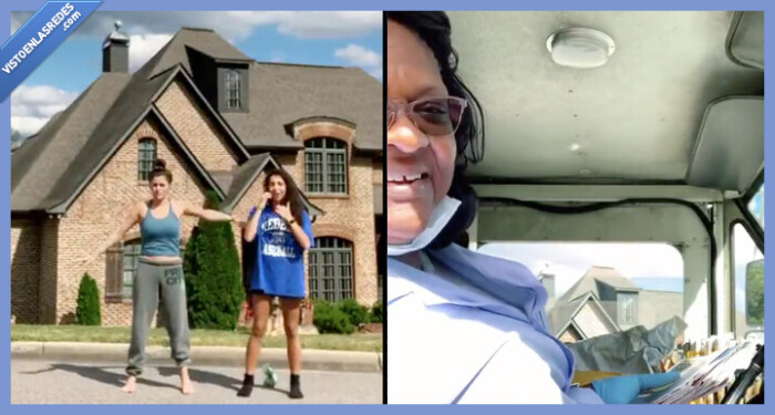 584688 - Tonterías las mínimas: una repartidora de correos interrumpe un tiktok y les jode la gracia a dos tontainas