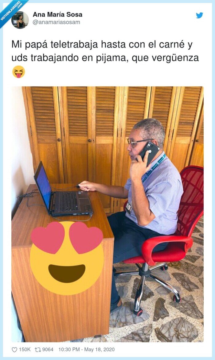 teletrabajar,trabajar,vergüenza,pijama,carné,papá