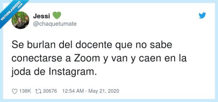 conectarse,instagram,docente,broma,burlarse,zoom