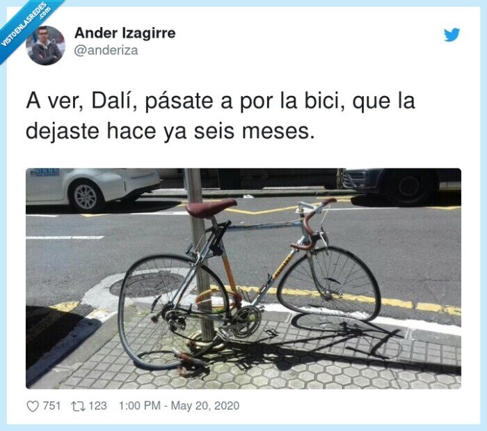 bicicleta,aparcada,dalí,desmontada,arte