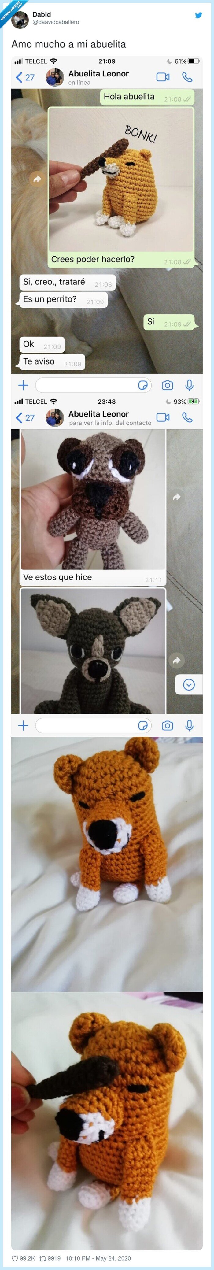 abuelita,coser,tejer,perro,doge,meme