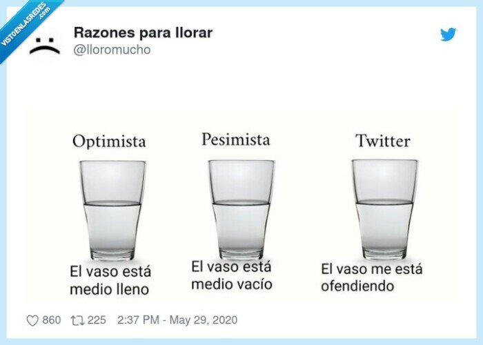 vaso,medio lleno,medio vacío,ofender