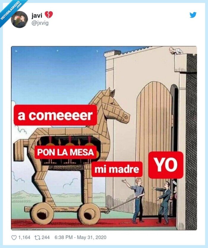caballo de troya,madre,poner la mesa
