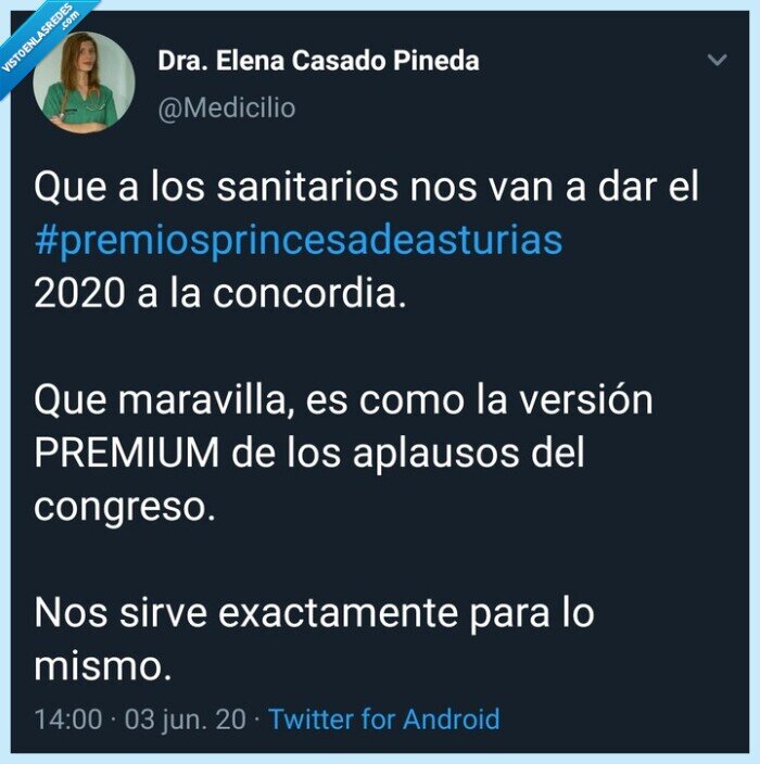 Así va España,sanidad,Twitter,sanitarios,premio princesa de asturias