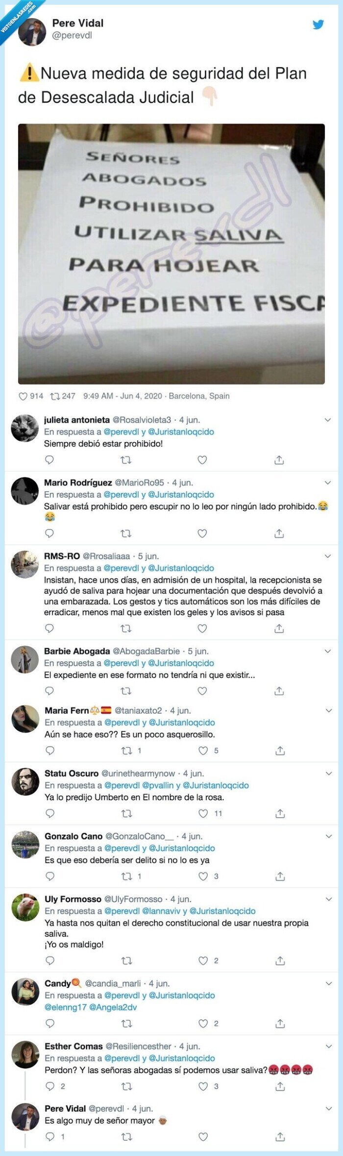 desescalada,seguridad,judicial,lamer,saliva,medida