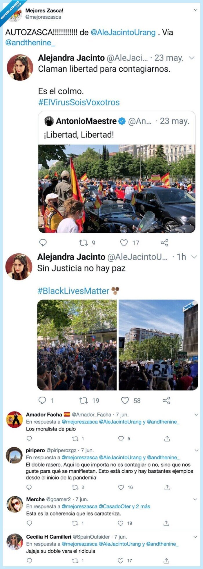 autozasca,moralista,doble moral,manifestación