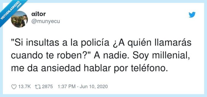 millennial,llamar,teléfono,insultar,policía,ansiedad