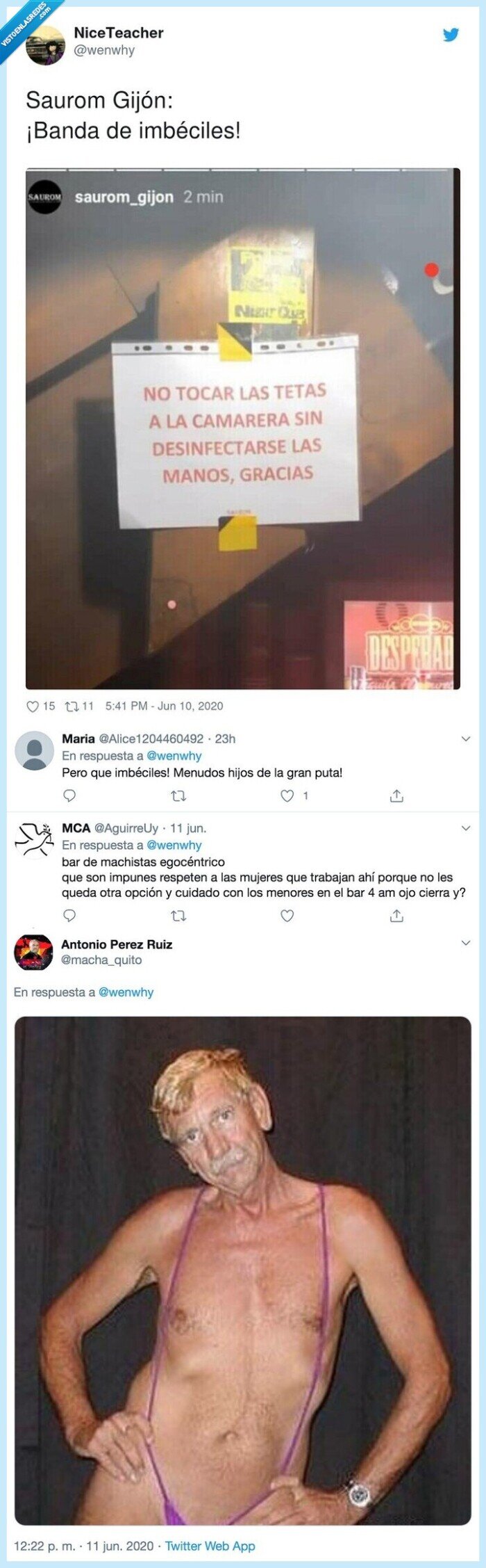 cartel,machista,desinfectarse,tetas,camarera