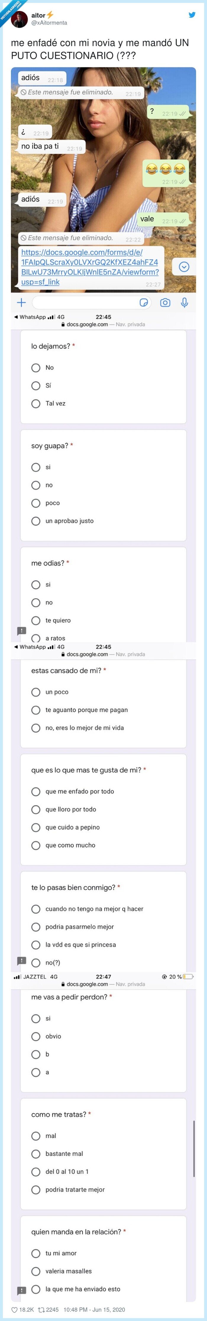 cuestionario,enfadarse,loca,novia