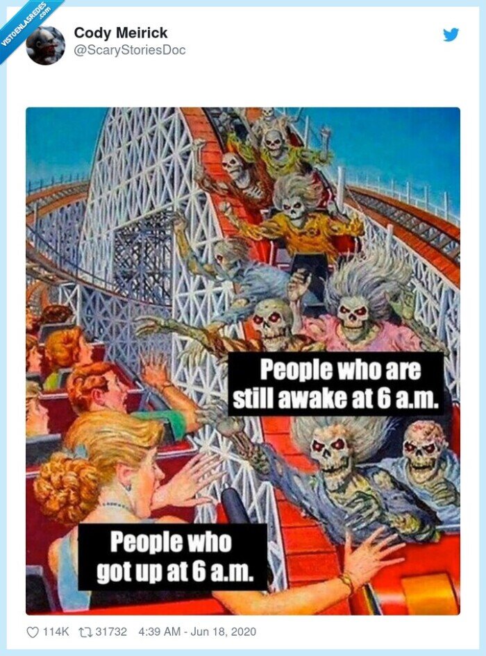 608039 - Gente que se levanta a las 6 vs gente que aún sigue despierta a las 6, por @ScaryStoriesDoc